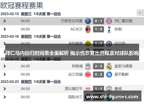 拜仁马内回归时间表全面解析 揭示伤愈复出进程及对球队影响